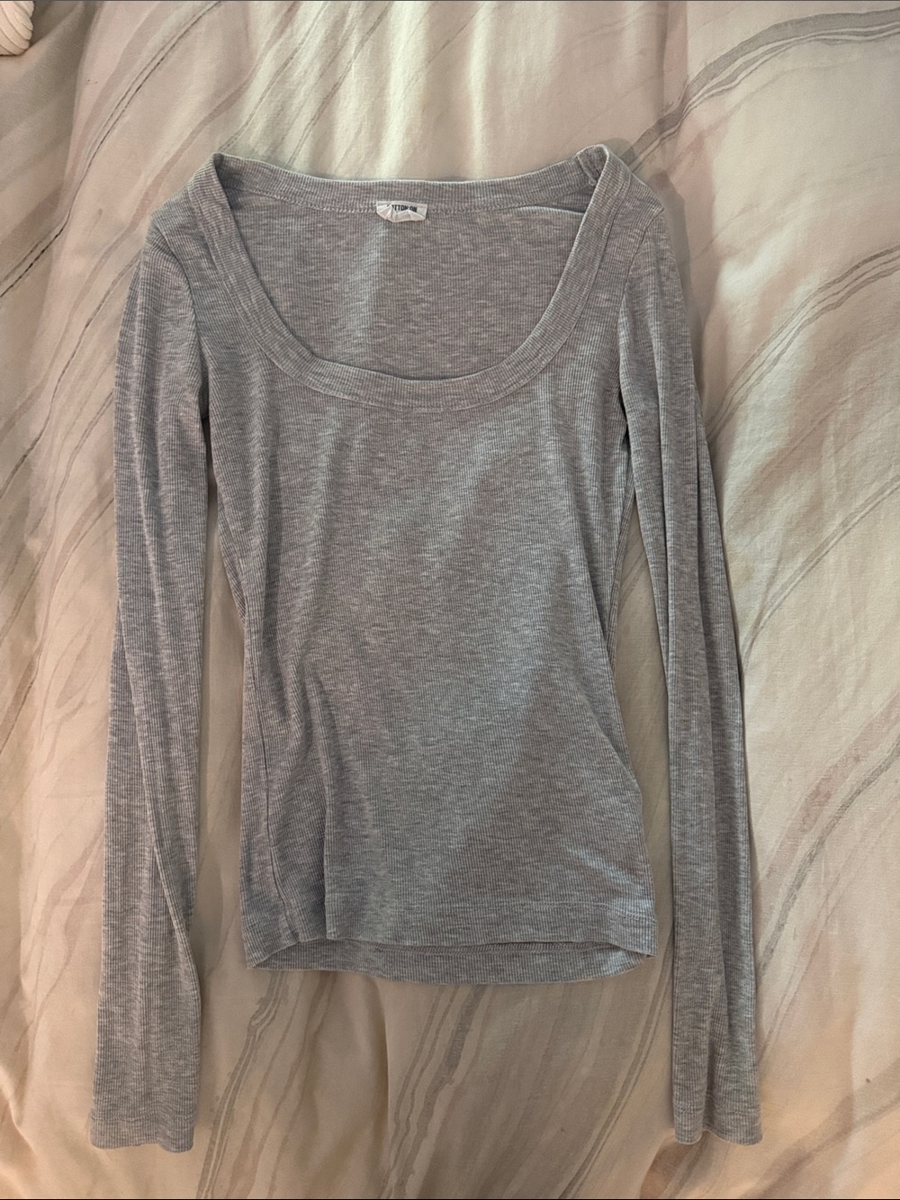 Cotton On Light Gray Long Sleeve Scoop Neck Tee